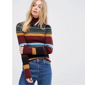Levi’s Y2K inspired Wool Blend Striped Turtleneck Sweater Medium Cozy Knit M